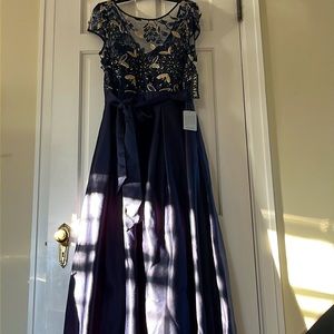 XSCAPE | Navy Gold Appliqué Detail + Pockets